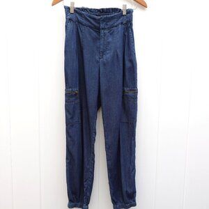 Express XS Extreme High Rise Cargo Utility Pants Chambray Blue